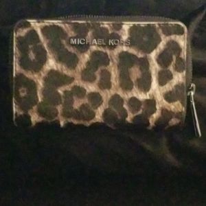 Michael Kors faux fur lepord wallet